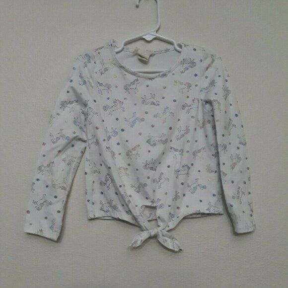 Charming White Long Sleeve Top with Animal Print - Picture 1 of 5